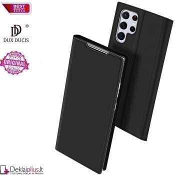Dux Ducis dirbtinės odos viršelis - juodas (telefonui Samsung S22 Ultra)